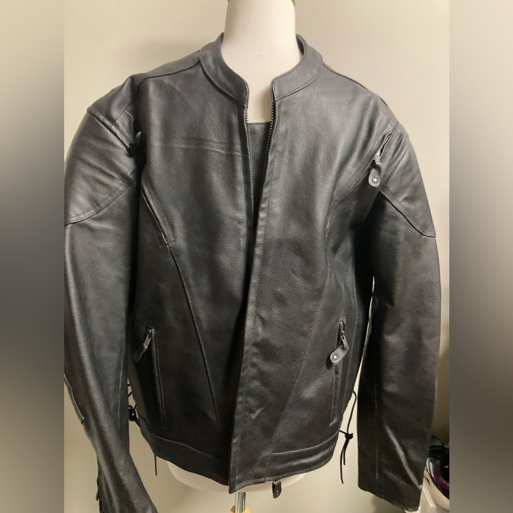 USA Bikers Dream Apparel Thinsulate Black Leather Jacket Sz‎ 48 Motorcycle Biker